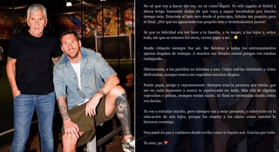 Messi despidió a su padre con una carta: “No sé cómo seguir”