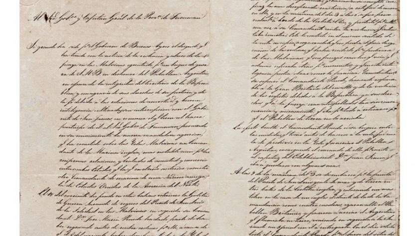 Hallaron una carta inédita de 1833 que relató la ocupación británica de las Islas Malvinas